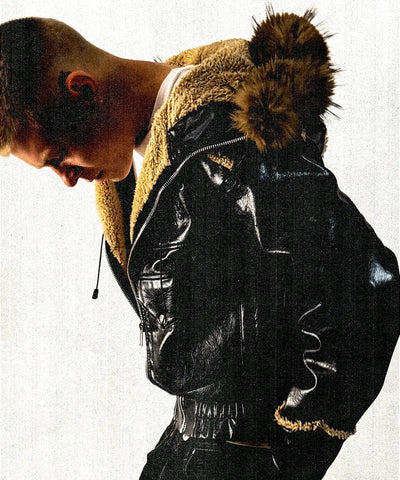 Leather Hoodie Coppermine